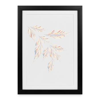 Delicately shimmering, feather-light leaf pattern - Framed poster (27 × 37 cm) - black - Front