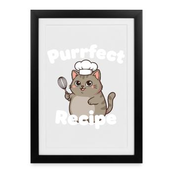 Purfect Recipe Conception de cuisine pour chat - Affiche encadrée (27 × 37 cm) - noir - Devant