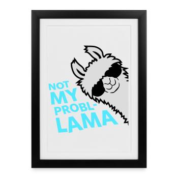 Lama Not My Problama Cool Side Lunettes de soleil - Affiche encadrée (27 × 37 cm) - noir - Devant