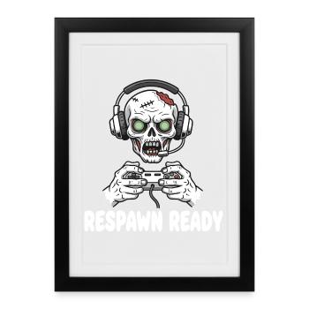 Respawn Ready Zombie Skull Gaming - Affiche encadrée (27 × 37 cm) - noir - Devant