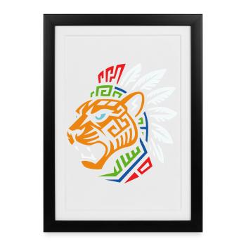 Tribal Tiger – Un design ethnique puissant - Affiche encadrée (27 × 37 cm) - noir - Devant