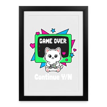 Retro Cats Controller Game Over - Affiche encadrée (27 × 37 cm) - noir - Devant