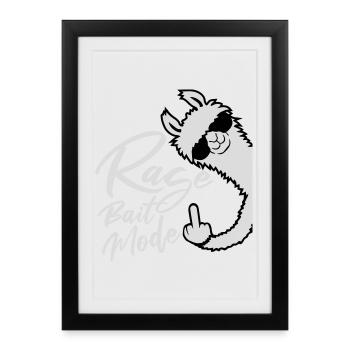 Rage Bait Llama Alpaca Sunglasses Middle Finger - Framed poster (27 × 37 cm) - black - Front