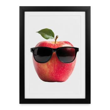 Pomme avec lunettes de soleil - Affiche encadrée (27 × 37 cm) - noir - Devant