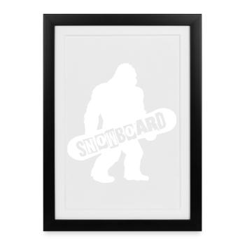 Bigfoot Snowboard Silhouette - Framed poster (27 × 37 cm) - black - Front