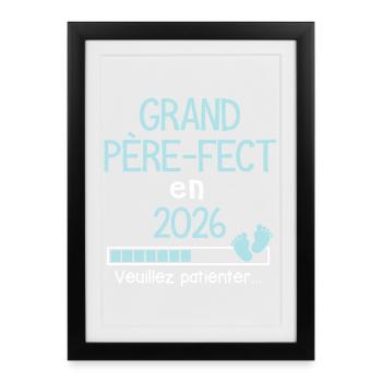Grand Père-fect en 2026 Cadeau futur grand-père - Affiche encadrée (27 × 37 cm) - noir - Devant