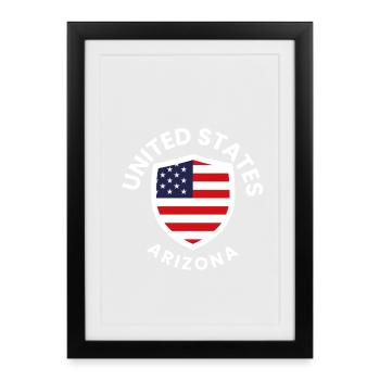 Arizona Shield avec le drapeau américain - Affiche encadrée (27 × 37 cm) - noir - Devant