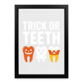 Trick or Teeth Halloween Tee - Framed poster (27 × 37 cm) - black - Front