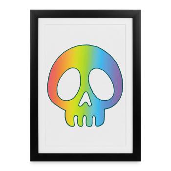 Multicolored skull - Framed poster (27 × 37 cm) - black - Front