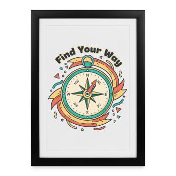 Find Your Way Compass - Framed poster (27 × 37 cm) - black - Front