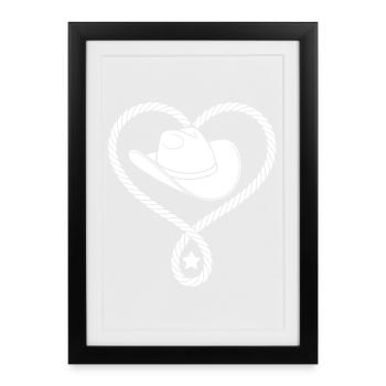 Heart of rope with cowboy hat - Framed poster (27 × 37 cm) - black - Front