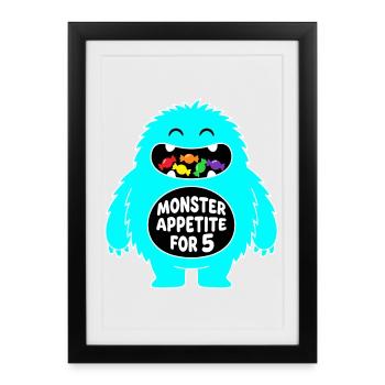 Monster Appetite 5th Birthday - Framed poster (27 × 37 cm) - black - Front