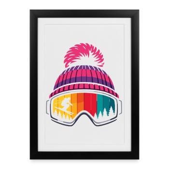 Après Ski Skier Hat Ski Goggles Sports d’hiver - Affiche encadrée (27 × 37 cm) - noir - Devant