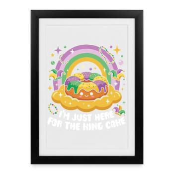 King Cake Mardi Gras Kawaii - Framed poster (27 × 37 cm) - black - Front