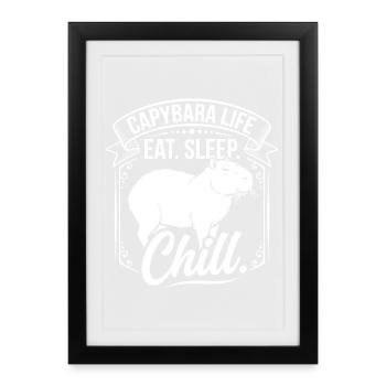 Capybara Life: Eat Sleep Chill - Framed poster (27 × 37 cm) - black - Front