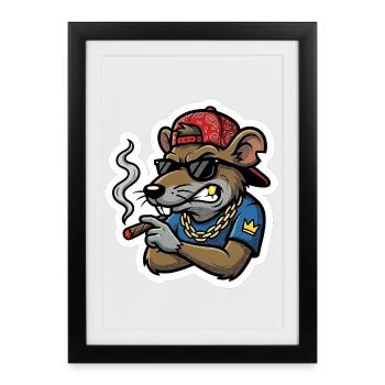 Rattenboss Zigarre - Gerahmtes Poster (27 × 37 cm) - Schwarz - Vorne