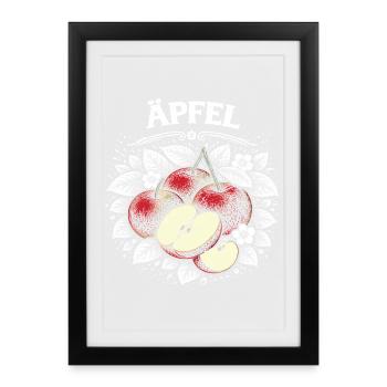 Nature morte Apple Noir & Blanc Vintage - Affiche encadrée (27 × 37 cm) - noir - Devant