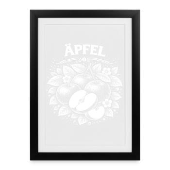 Gravure sur bois de pomme : Estampe botanique - Affiche encadrée (27 × 37 cm) - noir - Devant