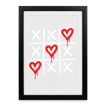 Cœurs de graffiti – Art de rue d’amour dégoulinant - Affiche encadrée (27 × 37 cm) - noir - Devant