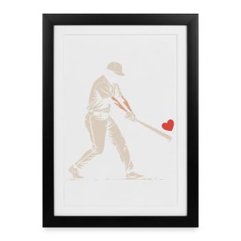 Silhouette Batteur Baseball Saint-Valentin - Affiche encadrée (27 × 37 cm) - noir - Devant