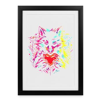 Wolf Hugs Heart Valentine's Day Gift - Framed poster (27 × 37 cm) - black - Front