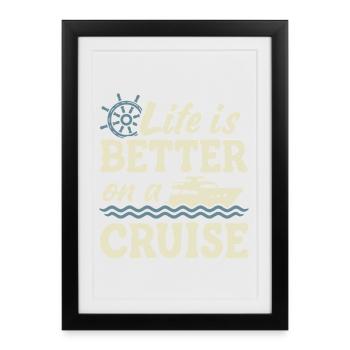 Voyage de vacances d’été en bateau de croisière - Affiche encadrée (27 × 37 cm) - noir - Devant