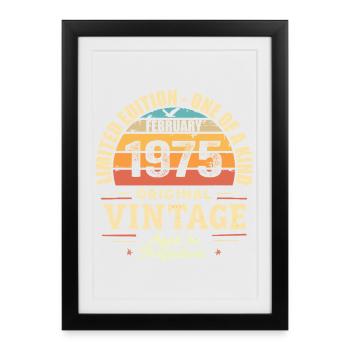 Cadeau d’anniversaire de février 1975 Février 1975 - Affiche encadrée (27 × 37 cm) - noir - Devant