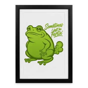 Parfois je pète juste - Crapaud grenouille qui pète - Affiche encadrée (27 × 37 cm) - noir - Devant