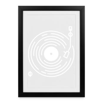 Art en ligne rétro de platine - Affiche encadrée (27 × 37 cm) - noir - Devant