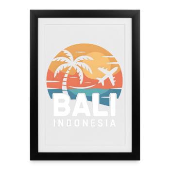Coucher de soleil à Bali Indonésie - Affiche encadrée (27 × 37 cm) - noir - Devant