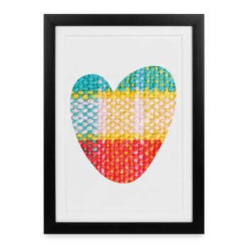 Motif Tissu Textile Love Love Heart Journée de la Saint-Valentin - Affiche encadrée (27 × 37 cm) - noir - Devant