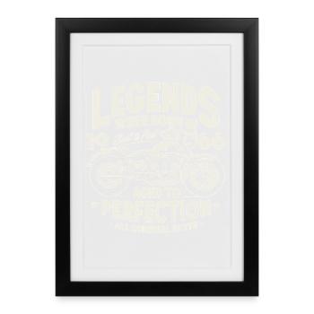 Cadeau d’anniversaire de moto vintage vintage 1966 - Affiche encadrée (27 × 37 cm) - noir - Devant