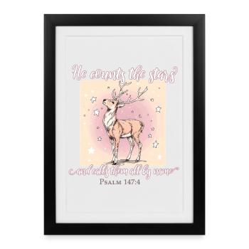 Hirsch Christlich - Gerahmtes Poster (27 × 37 cm) - Schwarz - Vorne