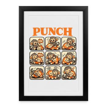 Singe Cooler Punch Bébé Singe mignon - Affiche encadrée (27 × 37 cm) - noir - Devant