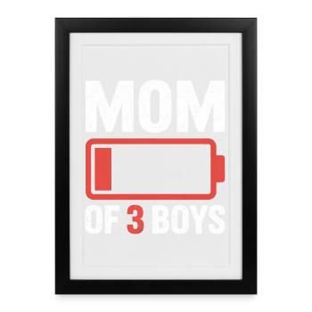 Logo de la batterie Maman of 3 Boys - Affiche encadrée (27 × 37 cm) - noir - Devant