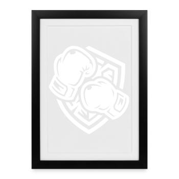 Gants de boxe Armoiries Boxe - Affiche encadrée (27 × 37 cm) - noir - Devant