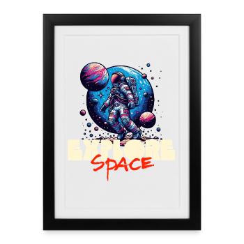 Explore Space Astronaut - Framed poster (27 × 37 cm) - black - Front