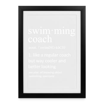 Définition de l’entraîneur de natation Typographie drôle - Affiche encadrée (27 × 37 cm) - noir - Devant