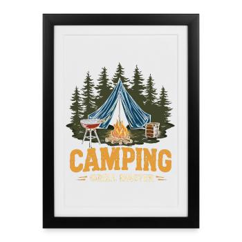 Camping Grilling Saying Camping Grill Master Camper - Framed poster (27 × 37 cm) - black - Front