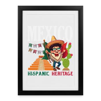 Fierté du Mexique & Maison Drapeau du Mexique - Affiche encadrée (27 × 37 cm) - noir - Devant
