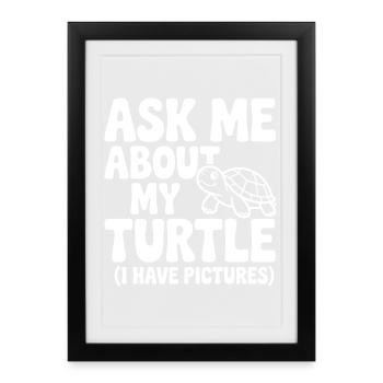 Demandez-moi des informations sur les tortues (j’ai des photos) - Affiche encadrée (27 × 37 cm) - noir - Devant