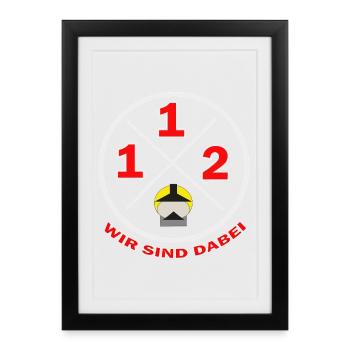 112-Nous faisons partie du logo du district pompiers - Affiche encadrée (27 × 37 cm) - noir - Devant