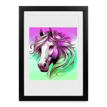 cheval - Affiche encadrée (27 × 37 cm) - noir - Devant