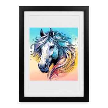 cheval - Affiche encadrée (27 × 37 cm) - noir - Devant