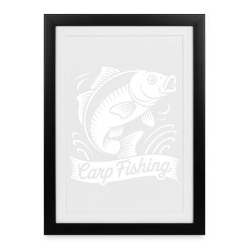 Pêche à la carpe - Affiche encadrée (27 × 37 cm) - noir - Devant