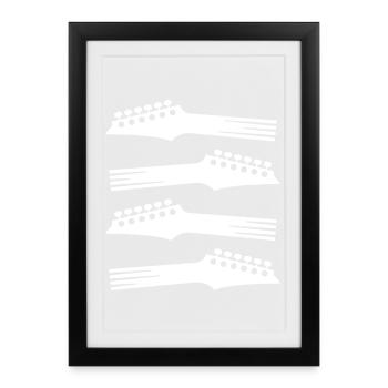 Silhouettes de tête de guitare - Affiche encadrée (27 × 37 cm) - noir - Devant