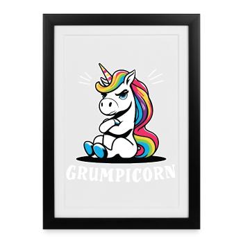 Grumpicorn Rainbow Unicorn Fun Humor Funny - Framed poster (27 × 37 cm) - black - Front