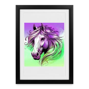 cheval - Affiche encadrée (27 × 37 cm) - noir - Devant