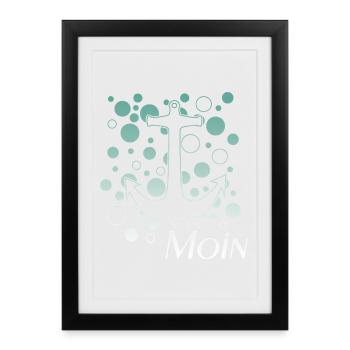 Anker mit Blasen Moin Design - Gerahmtes Poster (27 × 37 cm) - Schwarz - Vorne