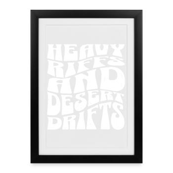 Riffs lourds et conflues désertiques. - Affiche encadrée (27 × 37 cm) - noir - Devant